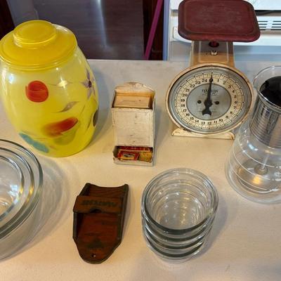 Anchor Hocking Bowls, Vintage Match Holders, Hand Painted Cookie Jar, And More!