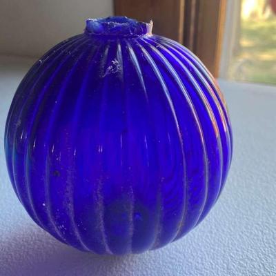 Original Antique Cobalt Blue Glass Lightning Rod Ball 