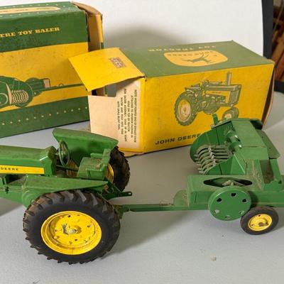 Vintage Metal John Deer Tractor With Implement 