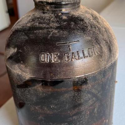Vintage One Gallon Brown Glass Jug - Douglas