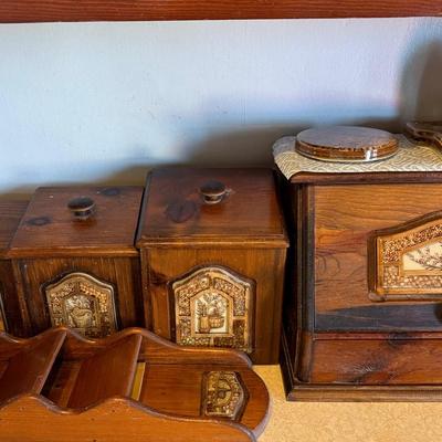 Vintage Set Of Canisters And Matching Breadbox