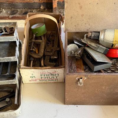 Contents Of 2 Metal Tool Boxes And A Smaller Box Of Tools