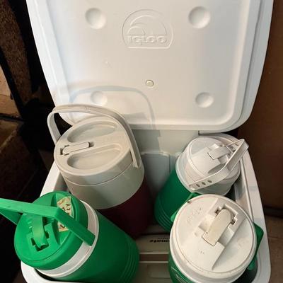 A Variety Of Coolers And Thermoses 
