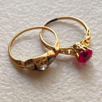 Two Vintage Gold Ladies Rings - One is Marked 10k 
