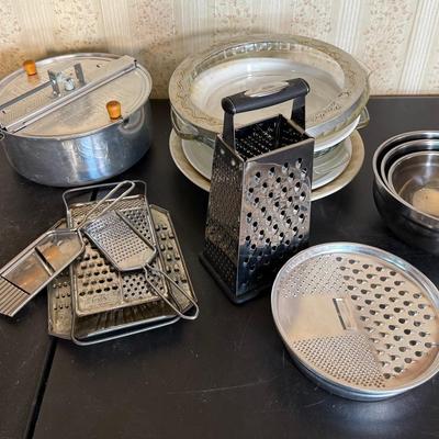 Aluminum Mixing Bowls, Assorted Graters, Pie Pans And More!