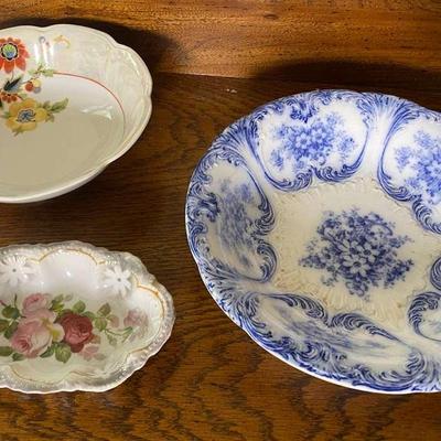 Antique Vintage Miessen Bowl & (2) Made in Germany Bowls 