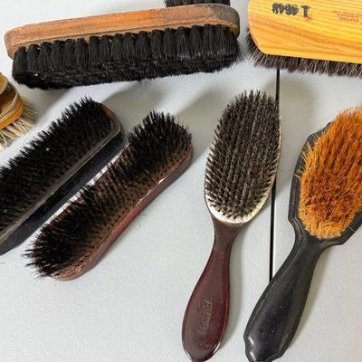 Assortment Of Vintage Brushes And A Binocular