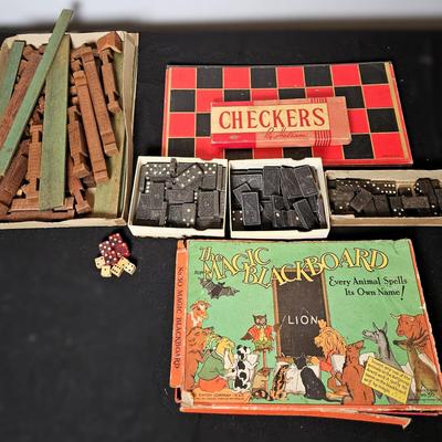 Vintage Games: Halsam, Wooden Dominoes, Dice