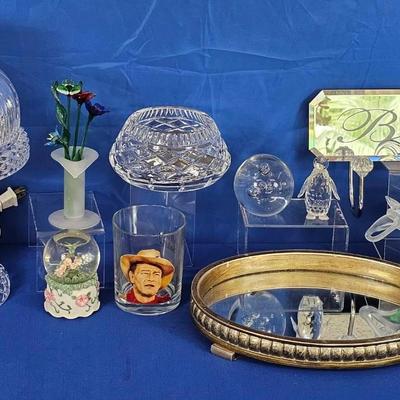 Waterford Crystal Bowl (1) + Assorted Glass Decor (14)