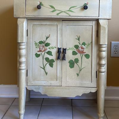 Hand-Painted Side Table Cabinet