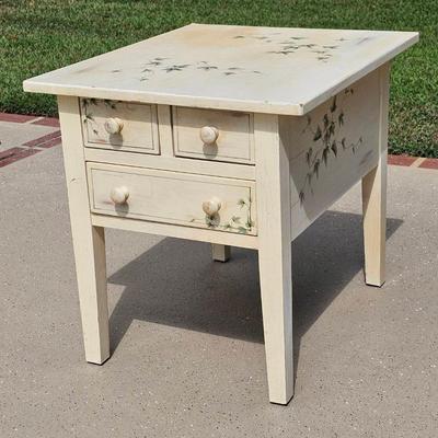Hand-Painted 3-Drawer Side Table
