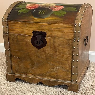 Hand-Painted Decorative Wooden Chest 