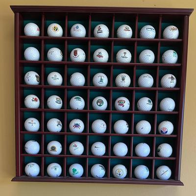 Myrtle Beach Golf Course Logo Golf Ball Collection (49) + Wooden Display (1)