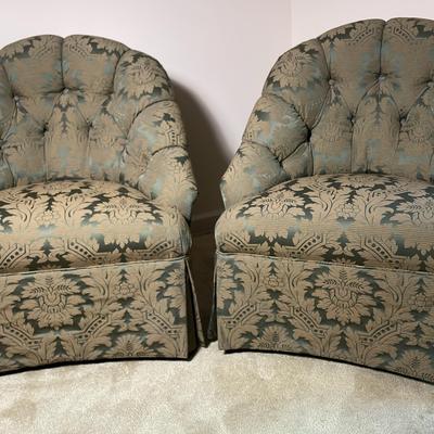 Woodmark Tufted Matching Upholstered Lounge Chairs (2)