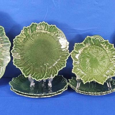 Steubenville Woodfield 'Tropical Green' Dinner Plates (3), Salad Plates (3) + Platters (2)