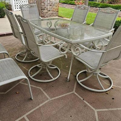 Iron Glass Top 9-Piece Patio Set By Agro