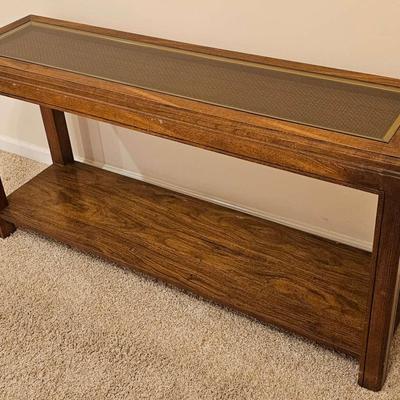 Wooden Sofa Table W/Glass Top Insert 