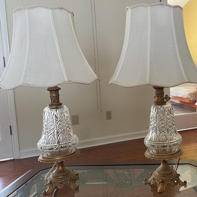 Crystal Cut Glass Table Lamps (2)