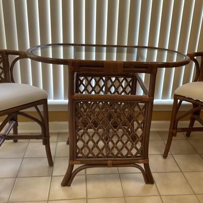 Glass Top Rattan 3-Piece Bistro Set