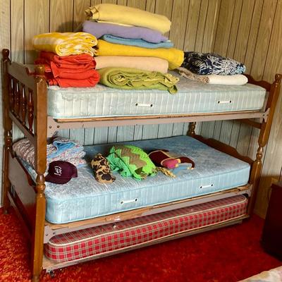 Blankets, bunk beds with trundle