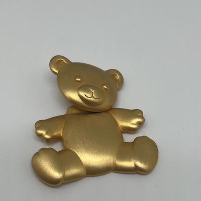 JJ Large Bear Brooch Gold Tone with Articulating Head 