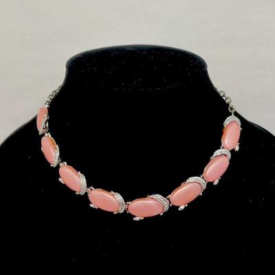 Pink Thermoset Vintage Necklace 14 inches