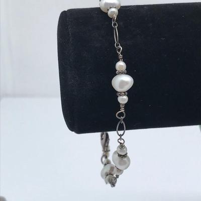 Luxe Jewel Sterling Silver Pearl Bracelet