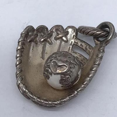 Baseball Mitt Glove Pendant Charm Tests as Silver