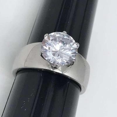 Stainless Steel Huge Solitaire Ring Size 9 