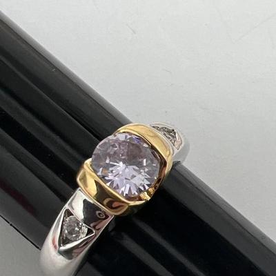 Sparkly Purple Glass Ring Size 8