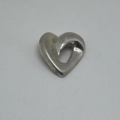Sterling Silver Small Open Heart Pendant Marked 925