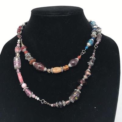 Sterling Expandable Glass Necklace 