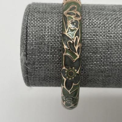Jiu Long Xing Green Enamel Bangle Bracelet 