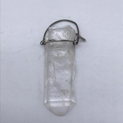 Large Clear Rock Pendant Silver Handmade Bale