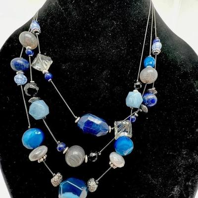 Chicos Blue Bead Necklace 20 inch