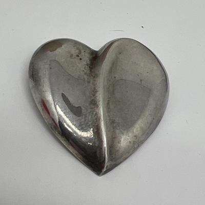 Sterling Silver Puffed Heart Brooch