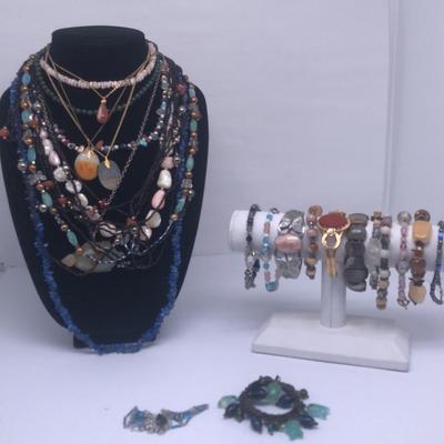 Stone Jewelry Bracelets and Necklaces Lot