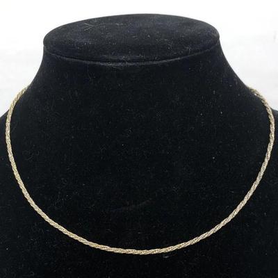 Gold Over Sterling Silver Wheat Chain Necklace 16 Inches 2mm 8.5grams