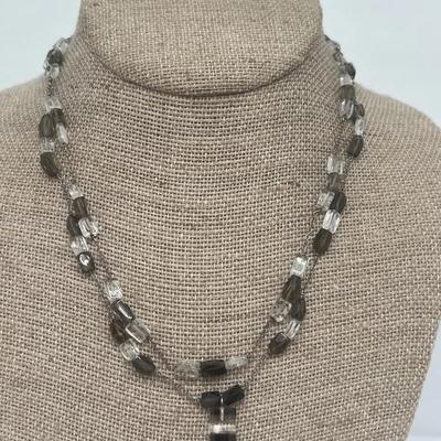 Sterling Silver Quartz Bead Necklace 16in