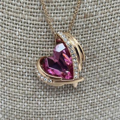 Pink Heart Necklace 18 Inch
