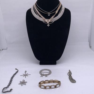 Rhinestone Costume Jewelry Lot Necklace Bracelet Pendants