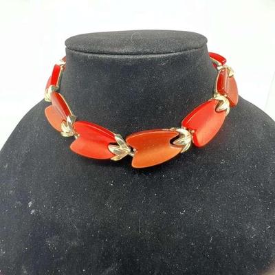 Lisner Vintage Red Thermoset Vintage Necklace