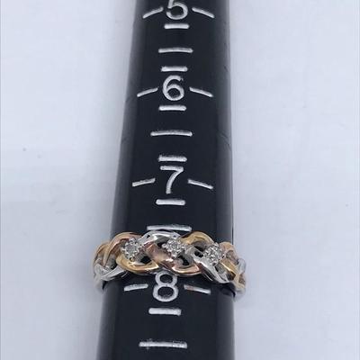 Sterling Triple Diamond Ring Size 8 Bradford Exchange - Engraved "Always" 