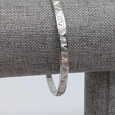 Silver Tone Bangle Bracelet Artisan Signed