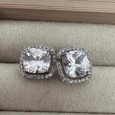 Sterling Sparkly Square Earrings 