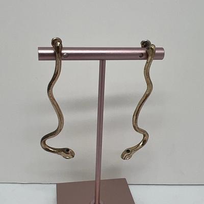 Gold Tone Snake Earrings