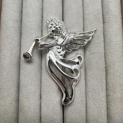 SFI Silver Tone Angel Brooch Pin