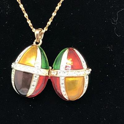 Colorful Enamel Egg locket necklace