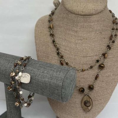 Tigers Eye Guardian Village Handicraft Set 18 inches Necklace and Bracelet