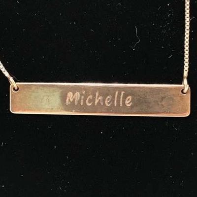 Sterling Silver Michelle Bar Necklace with Gold Tone Overlay